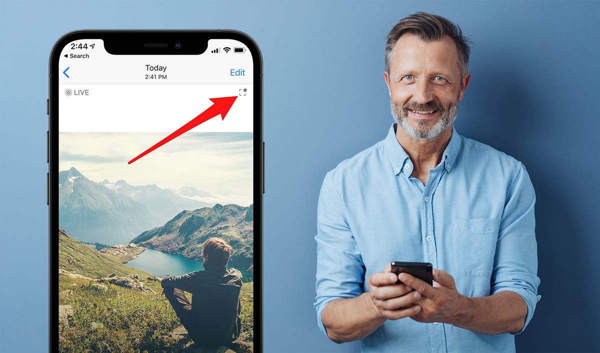 Happy man with iPhone photos how-to